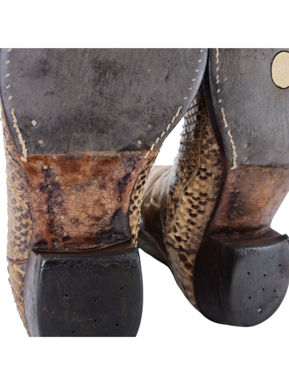 Vintage Exotic Python Snakeskin Justin Mens 11D Brown Cowboy Western Boots USA - Picture 13 of 16